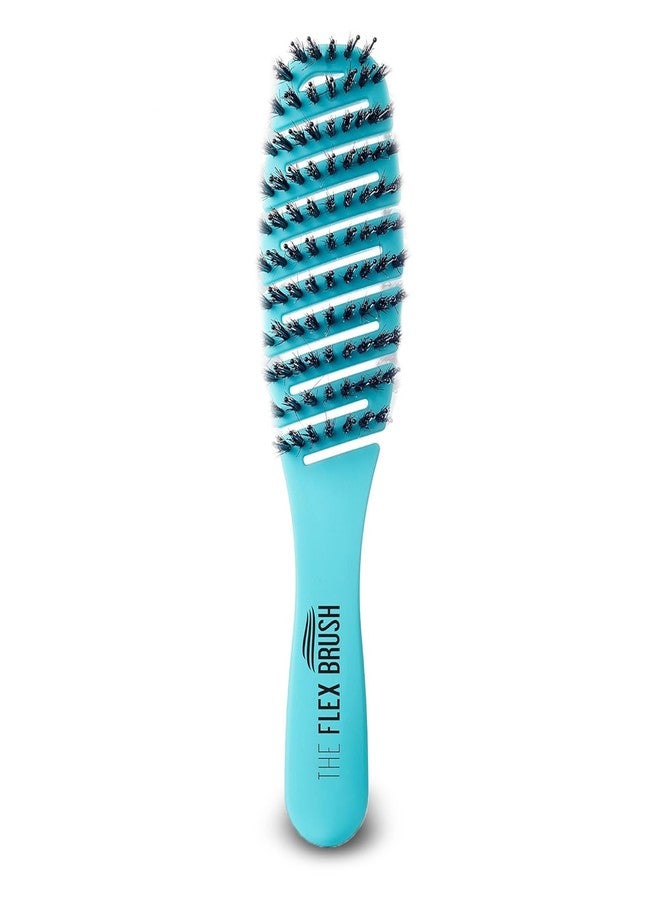THE FLEX BRUSH Flex Brush Vented Hair Brush for Blow Drying, Flexible Bristle for Women & Kids, Detangling, Massages Scalp for Hair Growth, Lightweight & Vented for Faster Drying, Boar Bristle & Nylon Mix (Blue) - Image 1